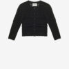 Ajaline kort strikket cardigan med hulmønster Ajaline kort strikket cardigan med hulmønster