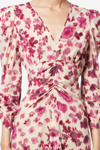 Albini lang stretch-silkekjole med print