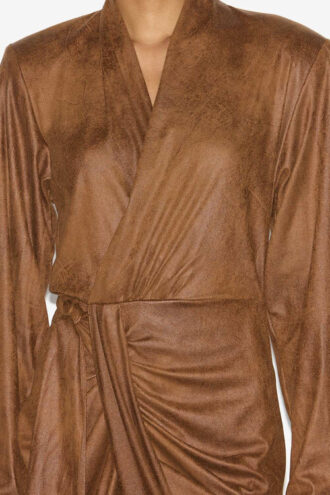 Aleora faux suede wrap-over kjole