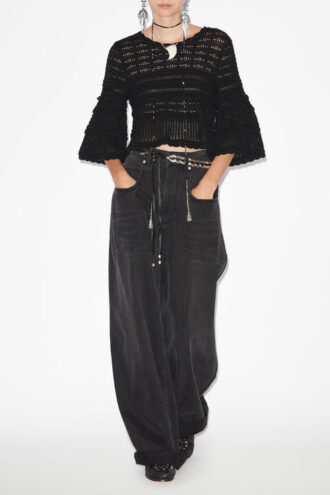 Azelia Løsstrikket sweater med hulmønster