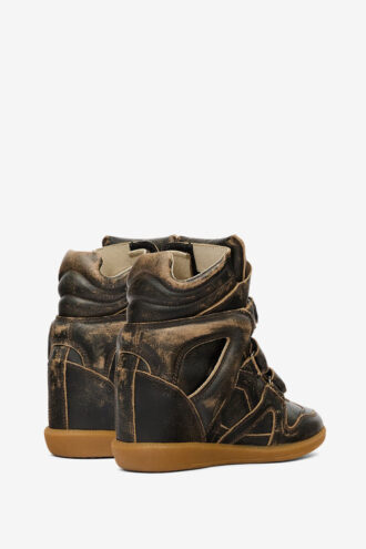 Bekett Vintage lædersneakers med kilehæl