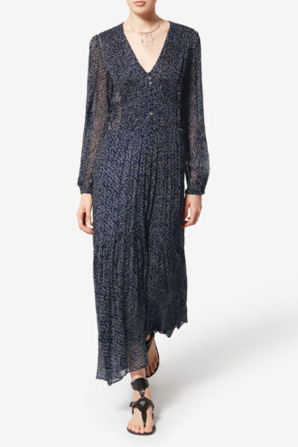 Briane lang kjole i muslin med print