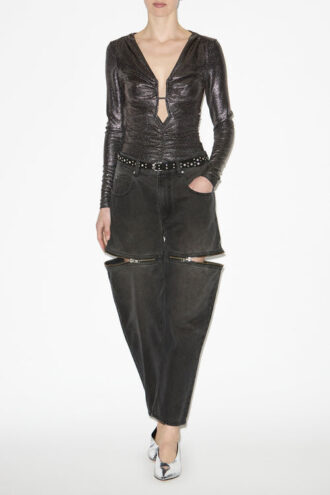 Buffy draperet metallic top