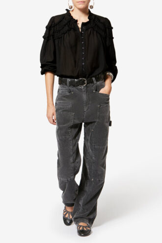 Christa bomuldsbluse med rynk