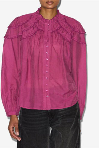 Christa bomuldsbluse med rynk