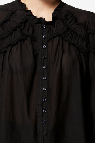 Christa bomuldsbluse med rynk