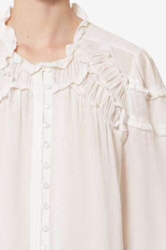 Christa bomuldsbluse med rynk