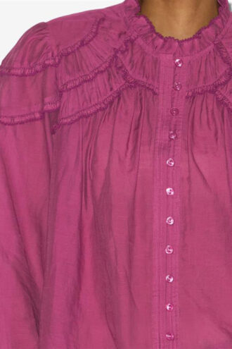 Christa bomuldsbluse med rynk