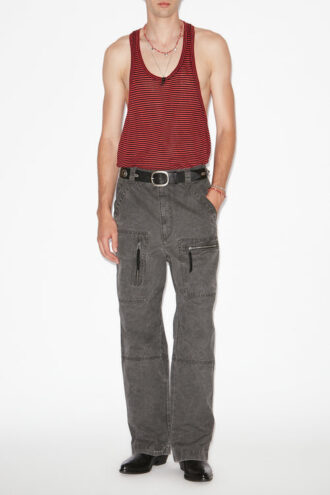 Darius stribet linned tanktop