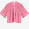Destiny smockbluse i ensfarvet bomuldsvoile