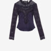 Diem satin- og blonderbluse