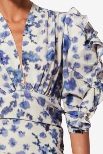 Doris kort kjole i stretch-silke med print