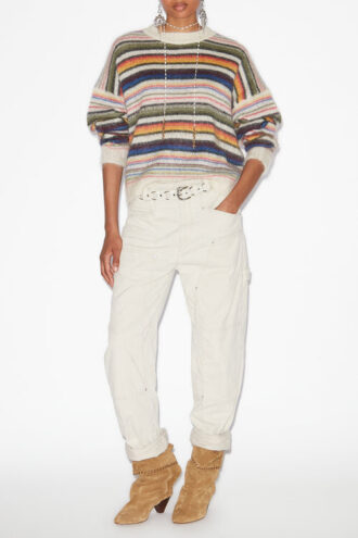 Drussell stribet børstet mohair-sweater