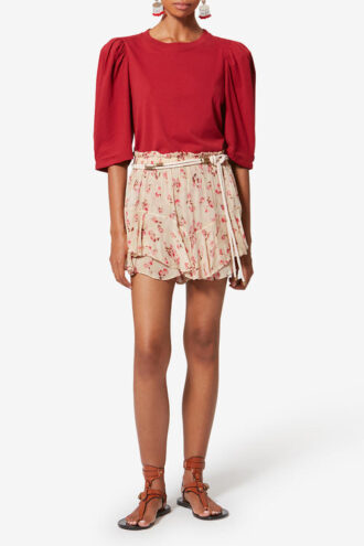 Fladende shorts i printet musselin