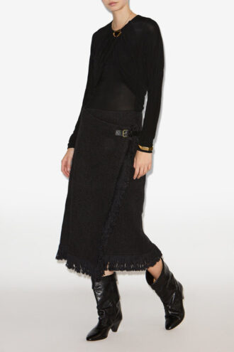 Galla bomulds- og linned wrap-nederdel