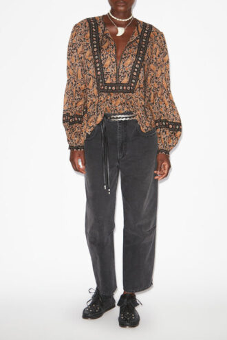 Gayle Bluse i bomuldsvoile med print