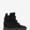 Høje sneakers med kilehæl i læder Høje sneakers med kilehæl i læder