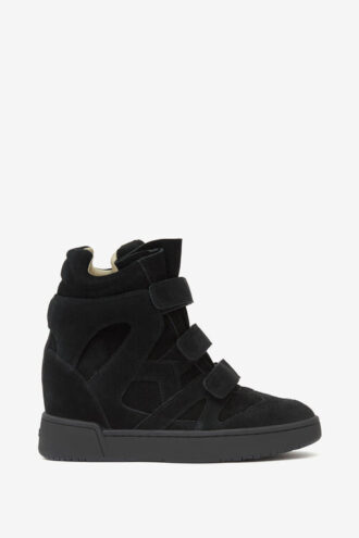 Høje sneakers med kilehæl i læder