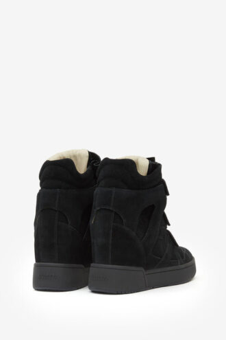 Høje sneakers med kilehæl i læder