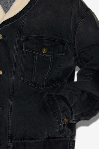 Jackson denim- og imiteret pelsjakke