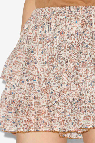 Jocadia shorts med flæser i bomuldsvoile med print