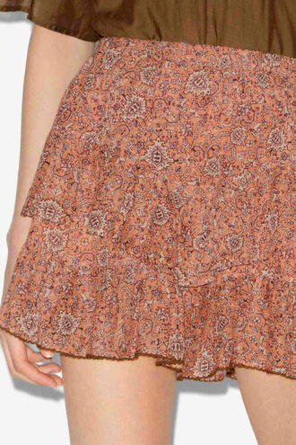 Jocadia shorts med flæser i bomuldsvoile med print