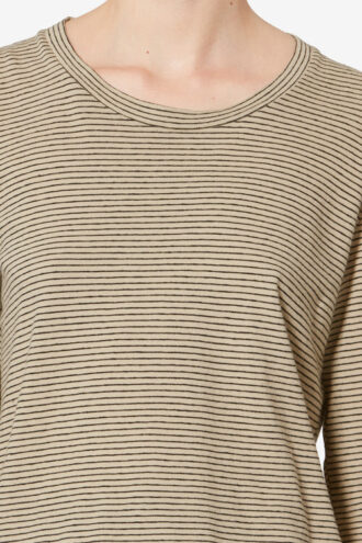 Kaaron stribet T-shirt i bomuld og hør