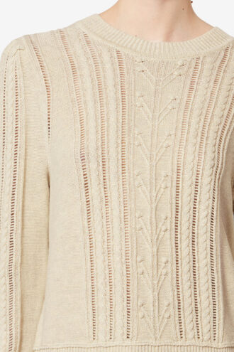 Kalyn åben strikket sweater i bomuldsblanding