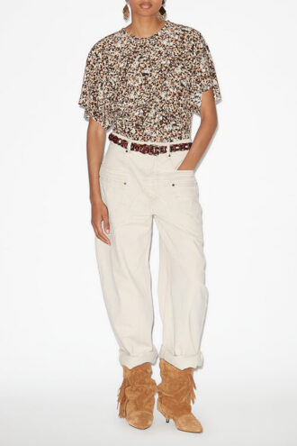 Karlita Top i silke med print