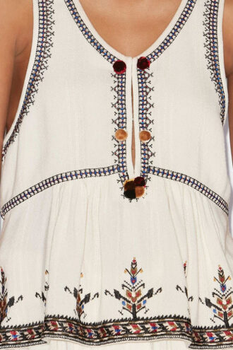 Kourtney broderet top i gaze