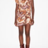 Leany Asymmetrisk jersey-T-shirt-kjole med akvarelprint