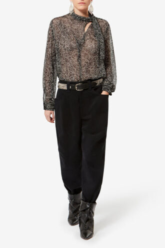 Leona-bluse i muslin med print