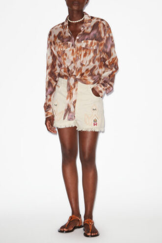 Lesia korte broderede denimshorts