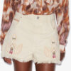 Lesia korte broderede denimshorts
