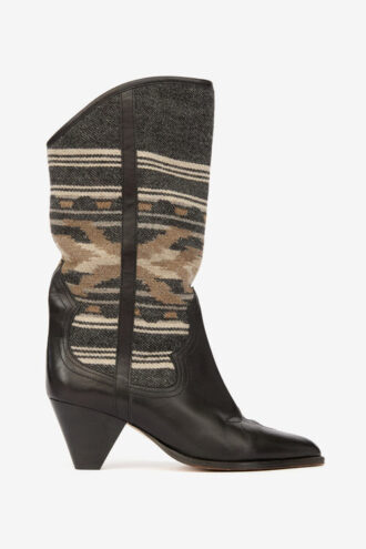 Lijita læder- og jacquard cowboystøvler