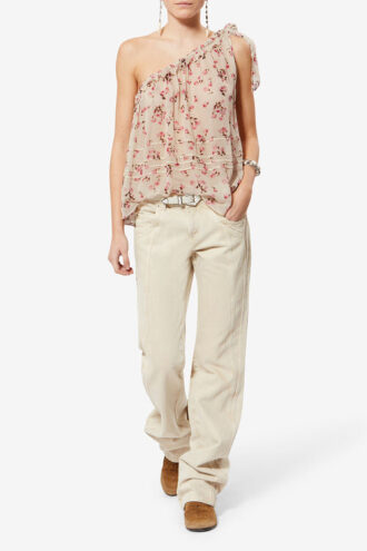 Loeva Asymmetrisk top i trykt musselin Loeva Asymmetrisk top i trykt musselin