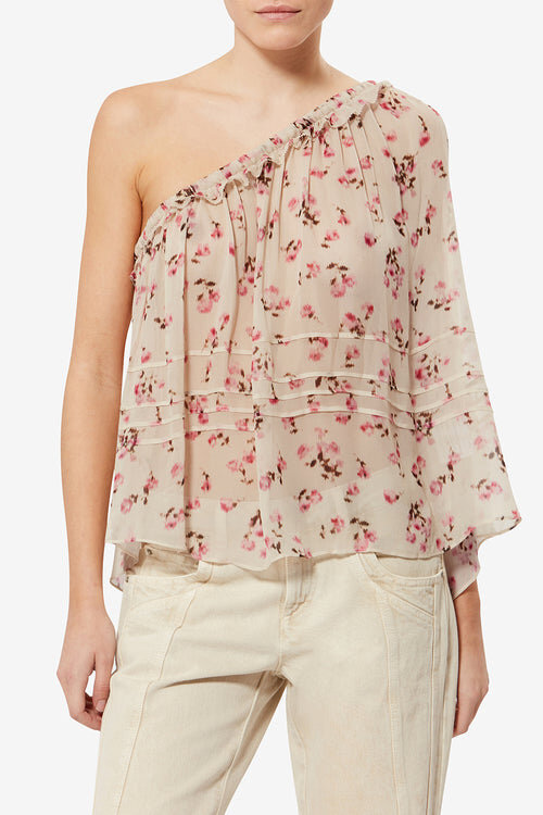 Loeva Asymmetrisk top i trykt musselin Loeva Asymmetrisk top i trykt musselin