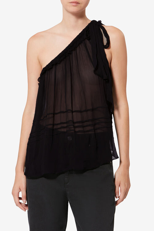 Loeva Asymmetrisk top i trykt musselin Loeva Asymmetrisk top i trykt musselin