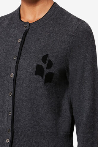 Lona tofarvet cardigan i bomuld og uld