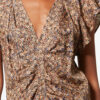 Lonea draperet blomstret silke-jacquardtop Lonea draperet blomstret silke-jacquardtop