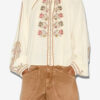 Lynne broderet bluse i gaze