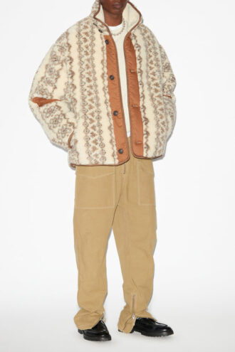 Madeo Vendbar frakke i shearling-stil med print