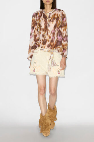 Maria-bluse i bomuldsvoile med print