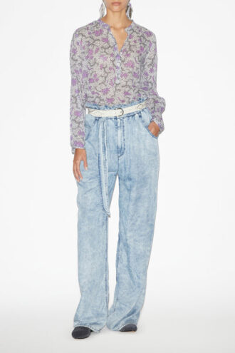 Maria-bluse i bomuldsvoile med print