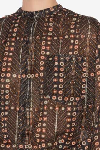 Mexika Bluse i bomuldsvoile med print