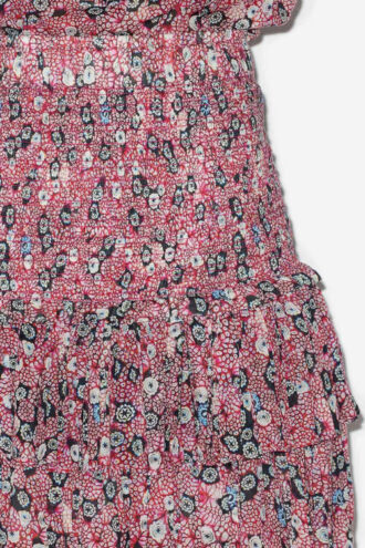 Naomi nederdel i smocket bomuldsvoile med print