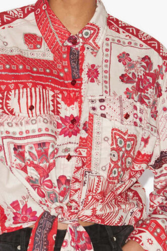 Nathy slips-skjorte i bomuldsvoile med print