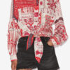 Nathy slips-skjorte i bomuldsvoile med print