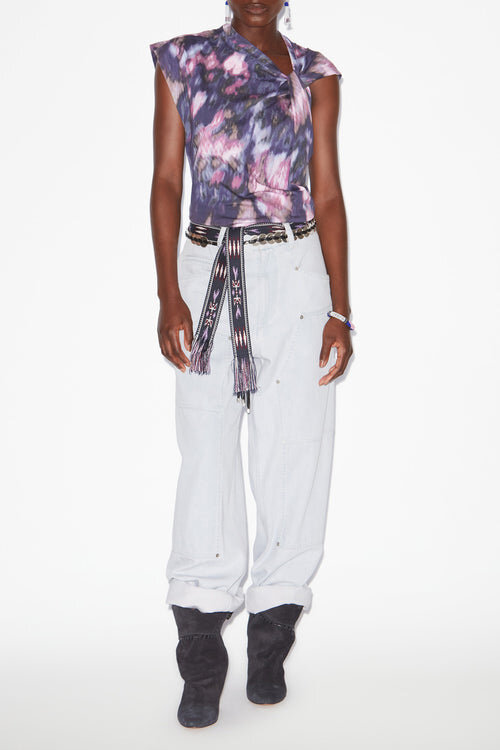 Nayda Asymmetrisk bomulds-T-shirt med print Nayda Asymmetrisk bomulds-T-shirt med print