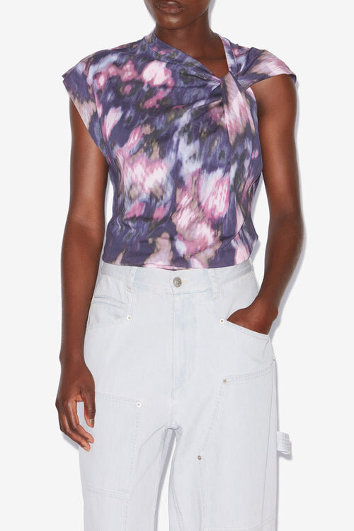 Nayda Asymmetrisk bomulds-T-shirt med print Nayda Asymmetrisk bomulds-T-shirt med print